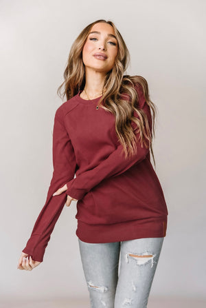 & Ave- Classic Pull Over- Cranberry- 3XL left