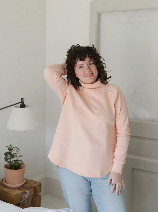 Blondie Apparel- Classic Dusk Sweater- Peach-S left-FINAL SALE