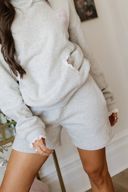 & Ave- Comfort Zone Shorts- Grey Lace- FINAL SALE