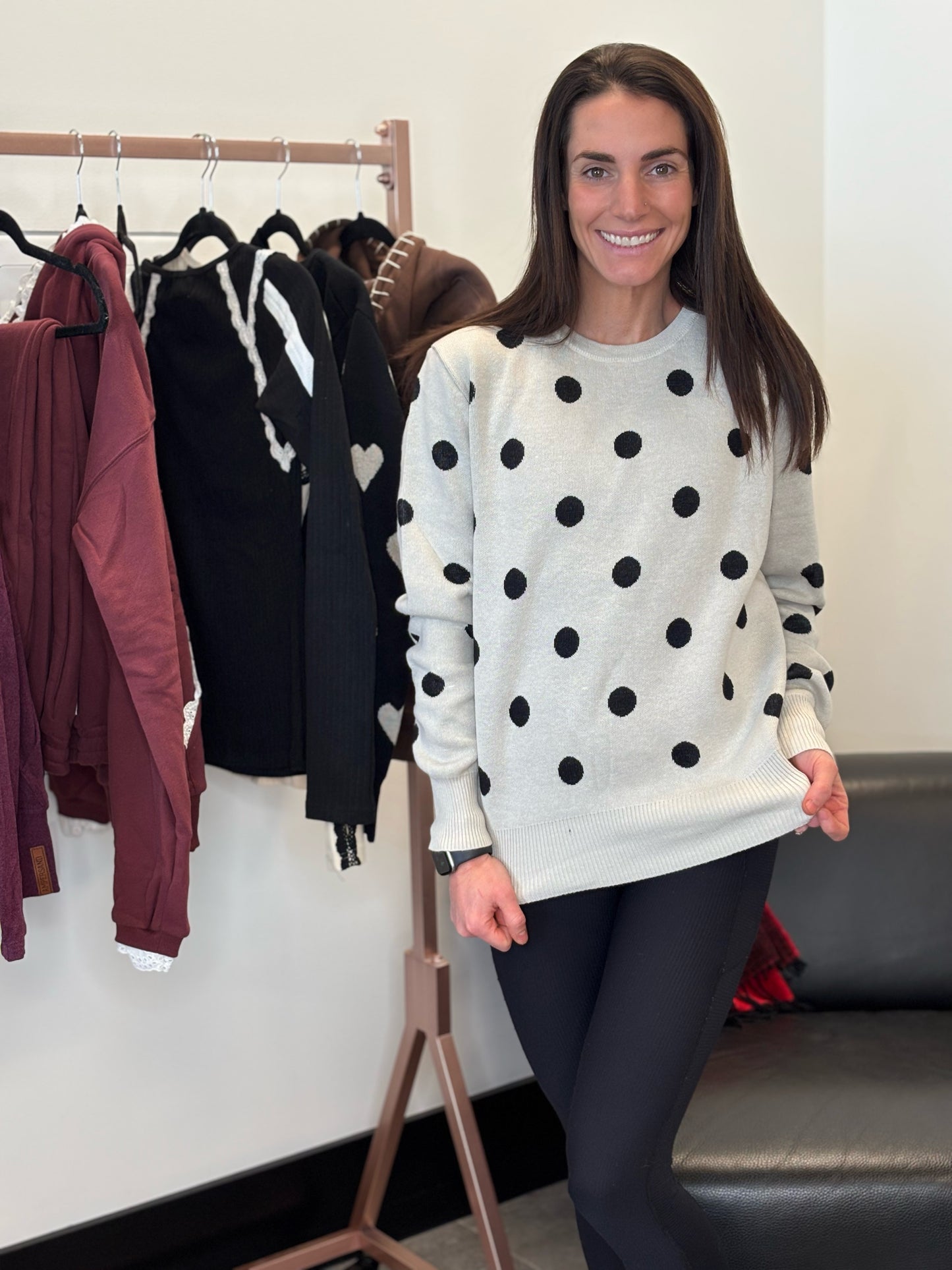 & Ave- Dotted Darling Sweater-2XL & 3XL left