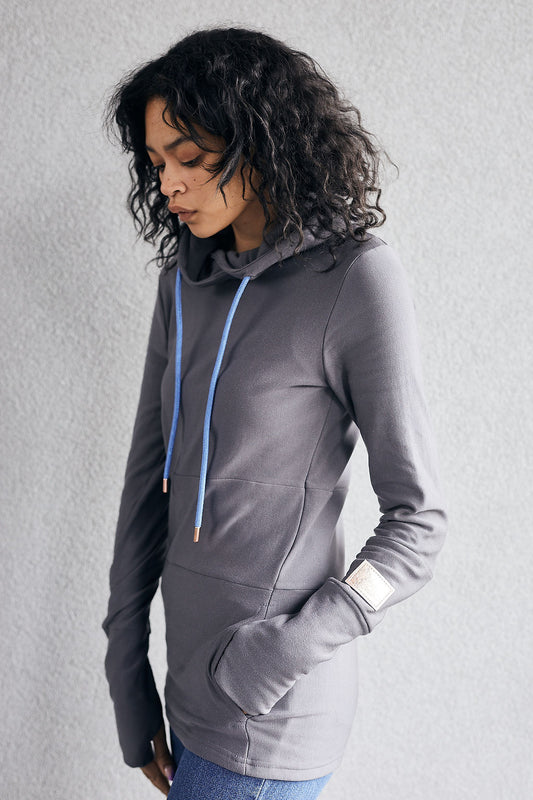 Pink Cement- Hoody- Grey with Blue-FINAL SALE