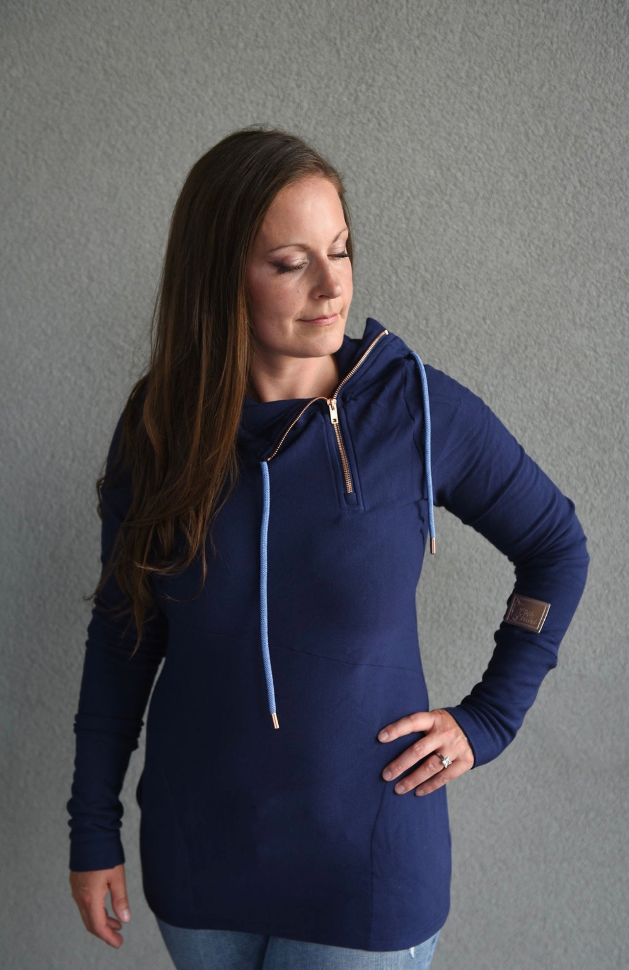 Pink Cement- 1/4 Zip- Navy Blue with Blue- FINAL SALE