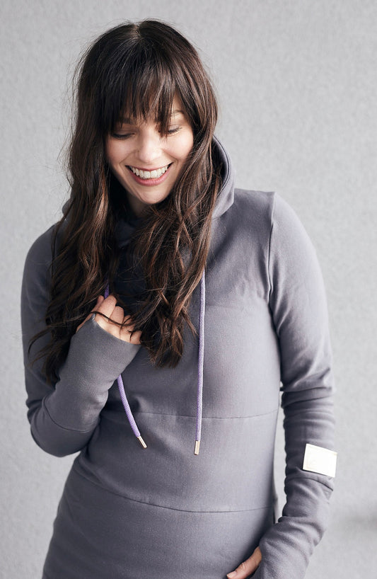 Pink Cement- Hoody- Grey with Purple-FINAL SALE
