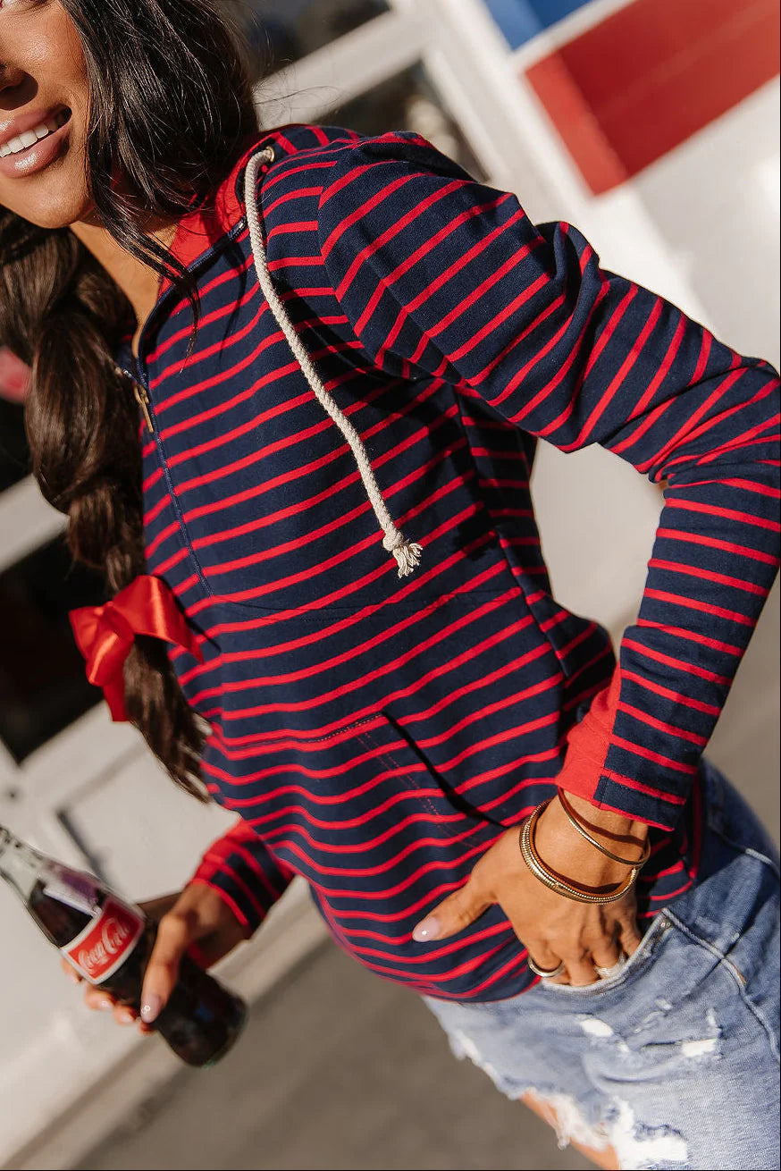 & Ave- HalfZip Sweatshirt- Sailaway Stripes