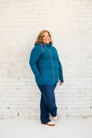 Pink Cement- Full Zip- Moroccan Blue with Rose Gold