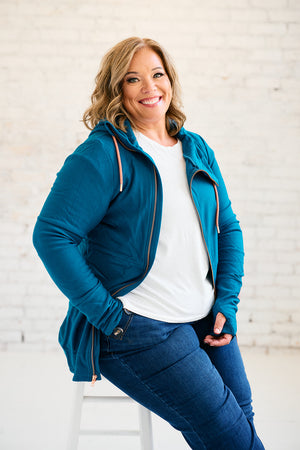 Pink Cement- Full Zip- Moroccan Blue with Rose Gold