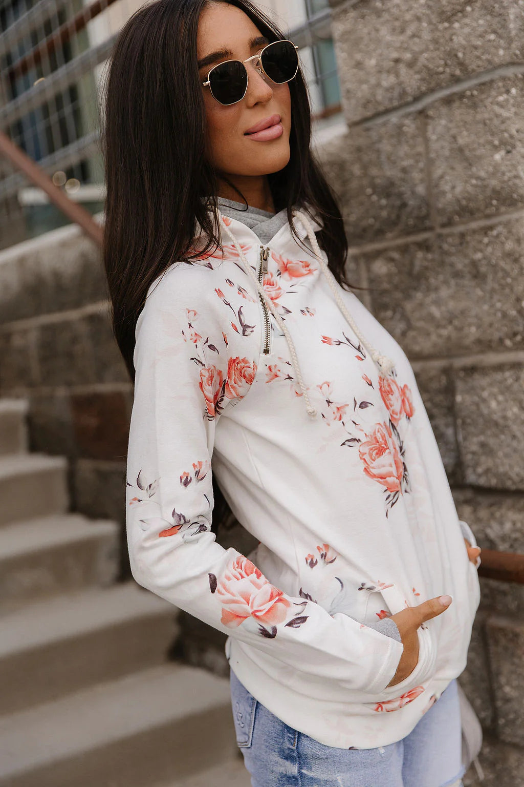 & Ave- Doublehood-Brushed Blossoms-L & 2XL left