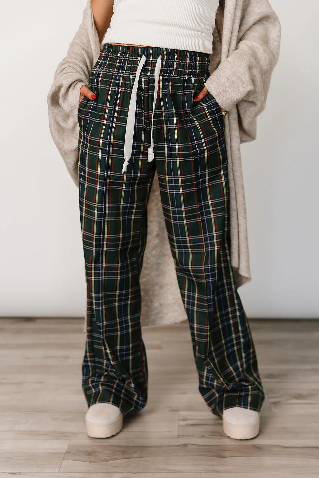 & Ave- Everywhere Pant- Green Plaid
