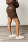 & Ave- Comfort Zone Shorts- Sweetly Stitched Coffee