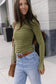 & Ave- Lovely Lace Long Sleeve- Moss