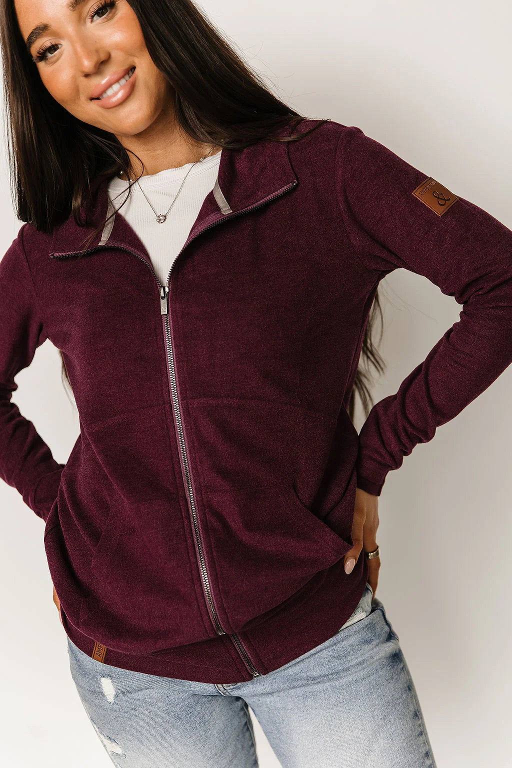 & Ave- FullZip Sweatshirt- Performance Fleece- Velvet Plum