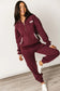 & Ave- Comfort Zone Halfzip- Maroon Lace
