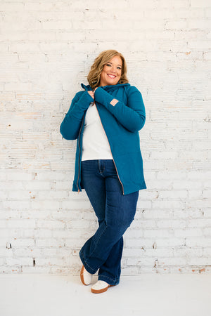Pink Cement- Full Zip- Moroccan Blue with Rose Gold
