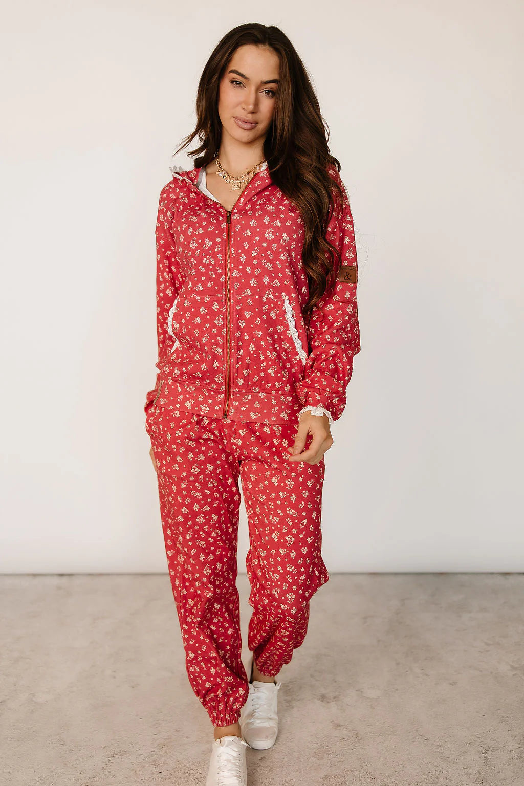 & Ave- University Fullzip Hoody- Cherry Blossom Babe-L left FINAL SALE