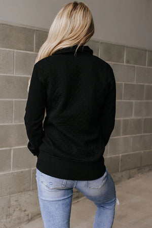 & Ave- HalfZip Sweatshirt- Quilted Black