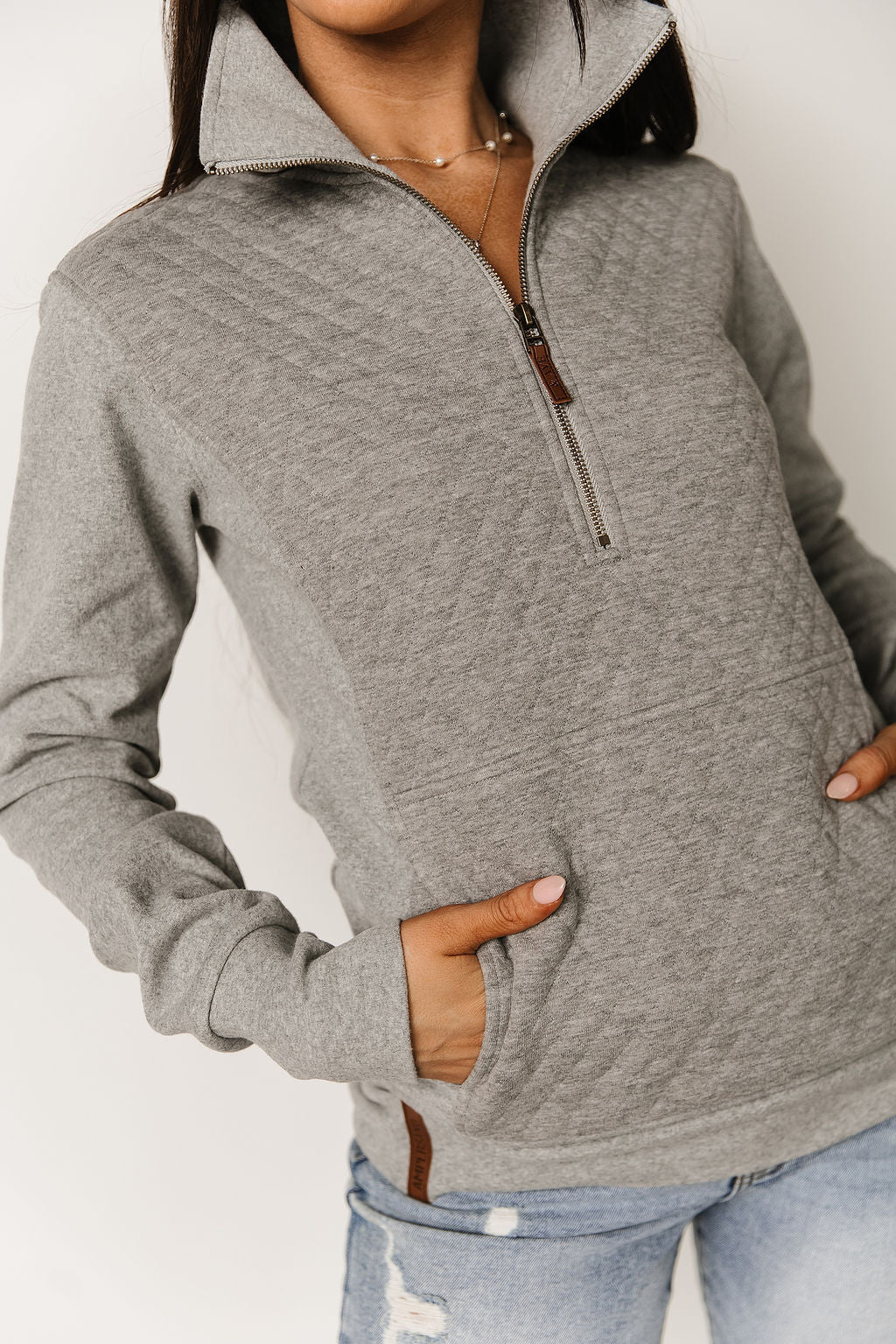 & Ave- HalfZip Sweatshirt- Quilted Grey-3XL left-FINAL SALE