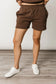 & Ave- Comfort Zone Shorts- Sweetly Stitched Coffee
