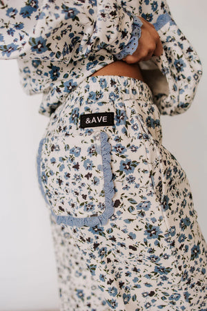 & Ave- Lace Pocket Joggers- Blooming Blue