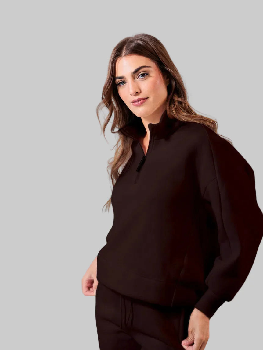Après Actif- 1/4 Zip Pullover- Espresso