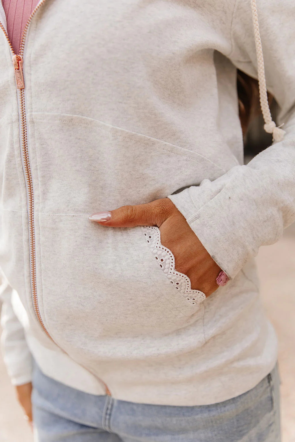 & Ave- FullZip Sweatshirt- Blossom Bliss