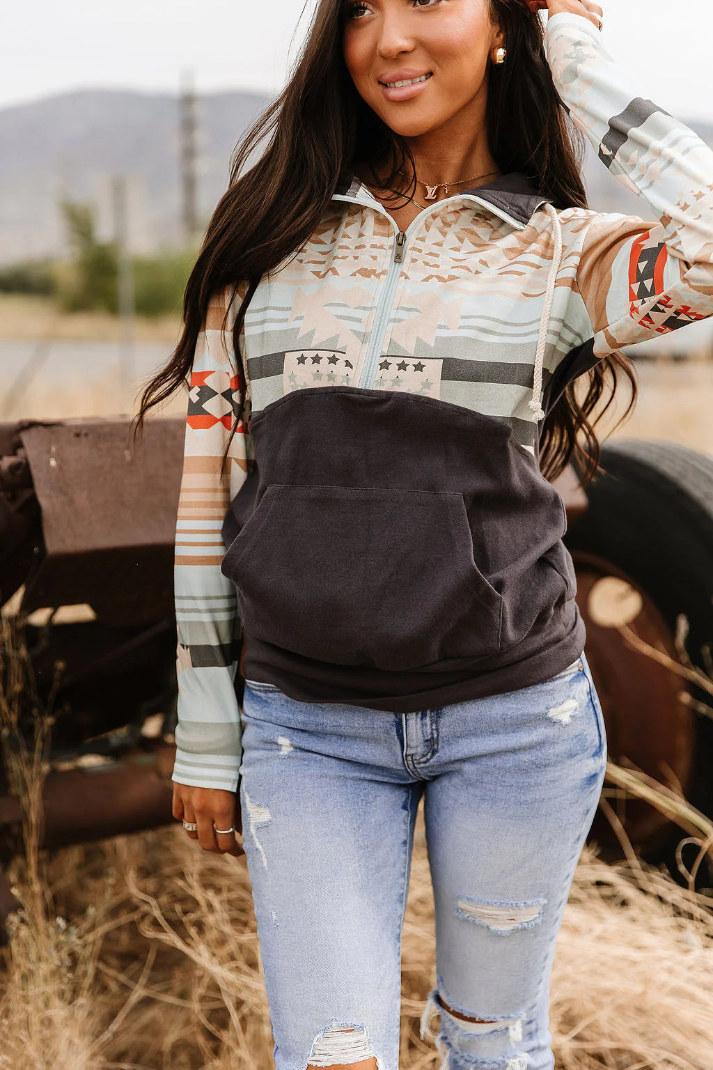 & Ave- HalfZip Sweatshirt- Wrangle It
