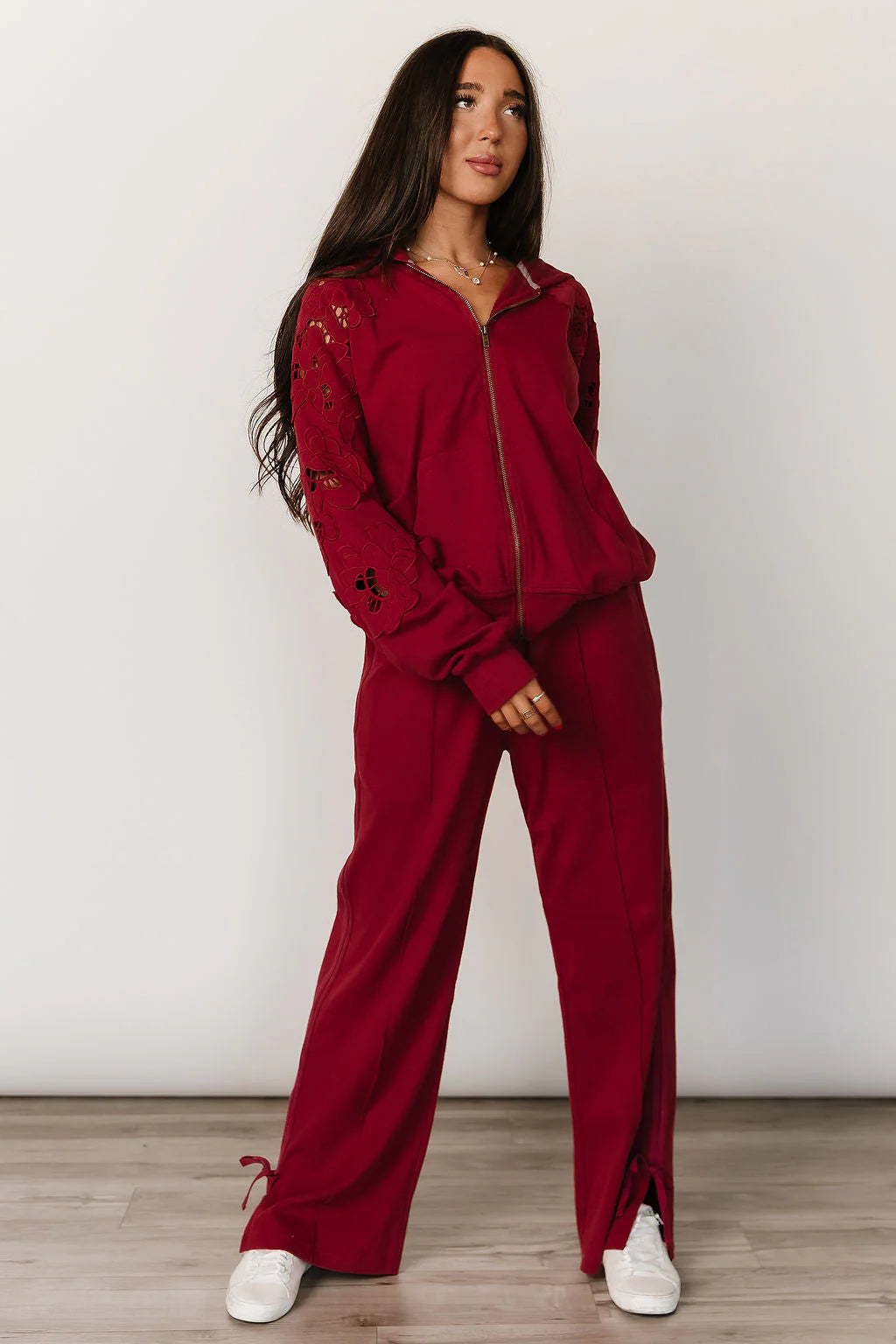 & Ave- Wide Leg Bow Comfs- Love Story- Crimson