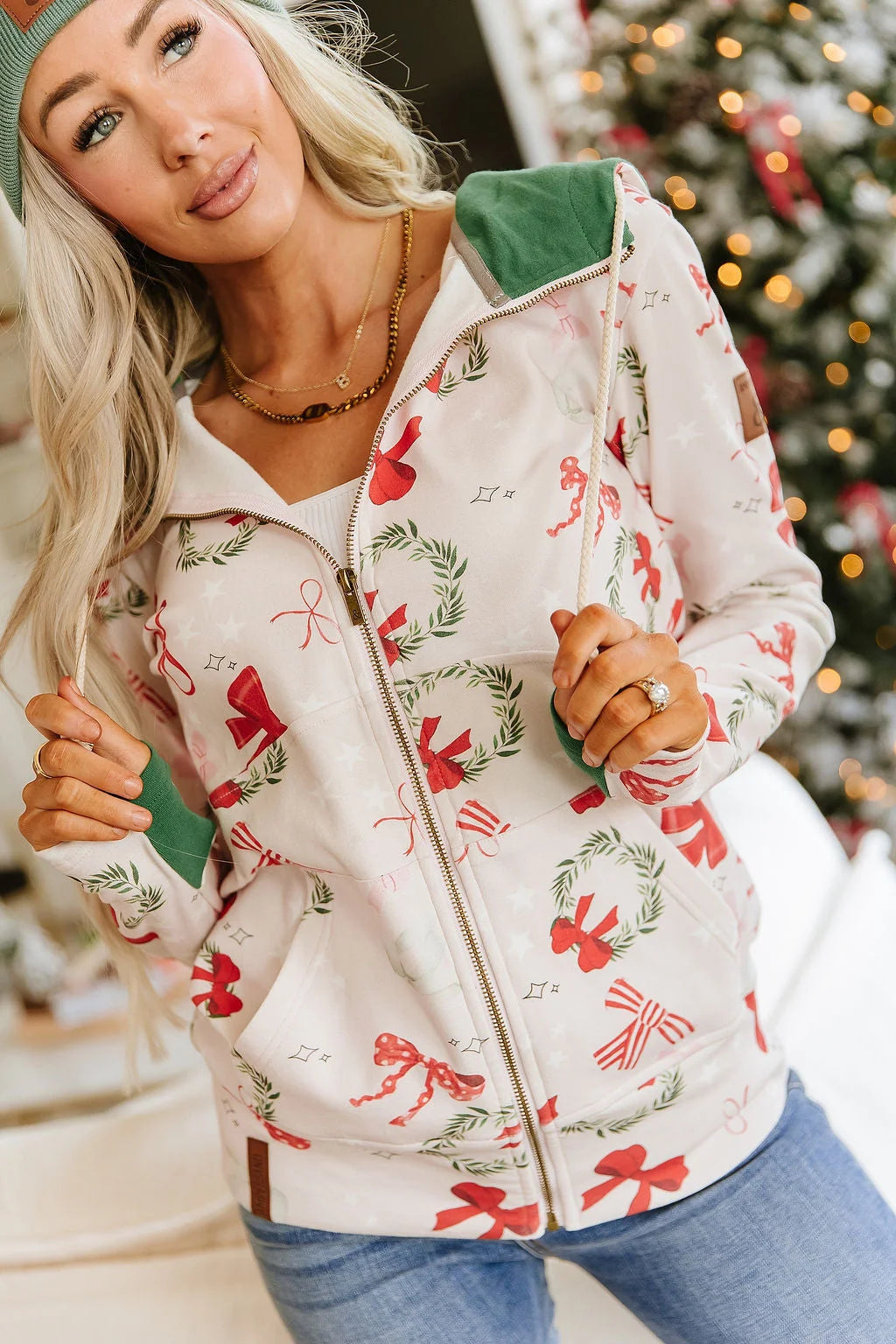 & Ave- FullZip Sweatshirt- Deck The Halls- 2XL left