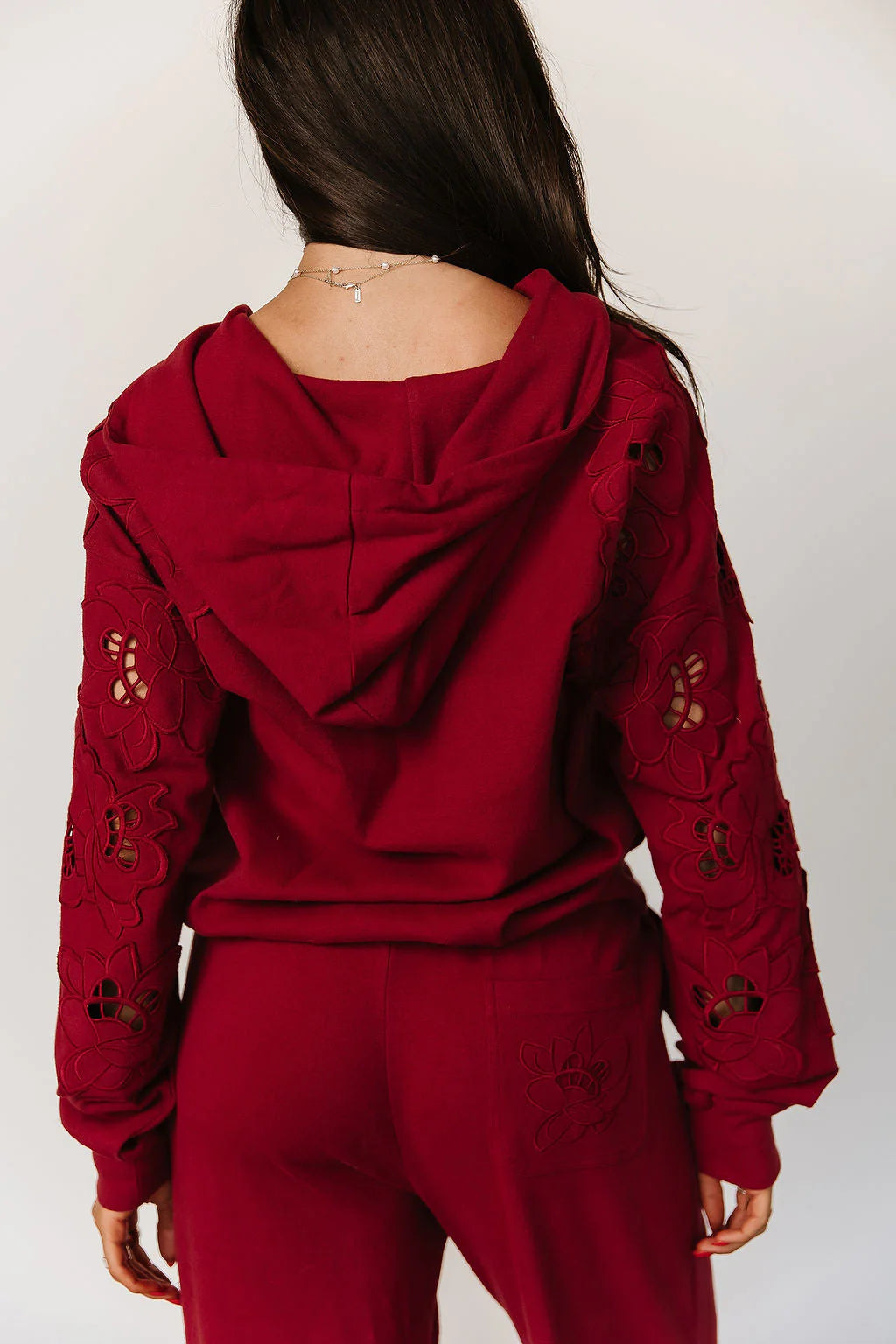 & Ave- University Hoody Full Zip- Love Story- Crimson-S left