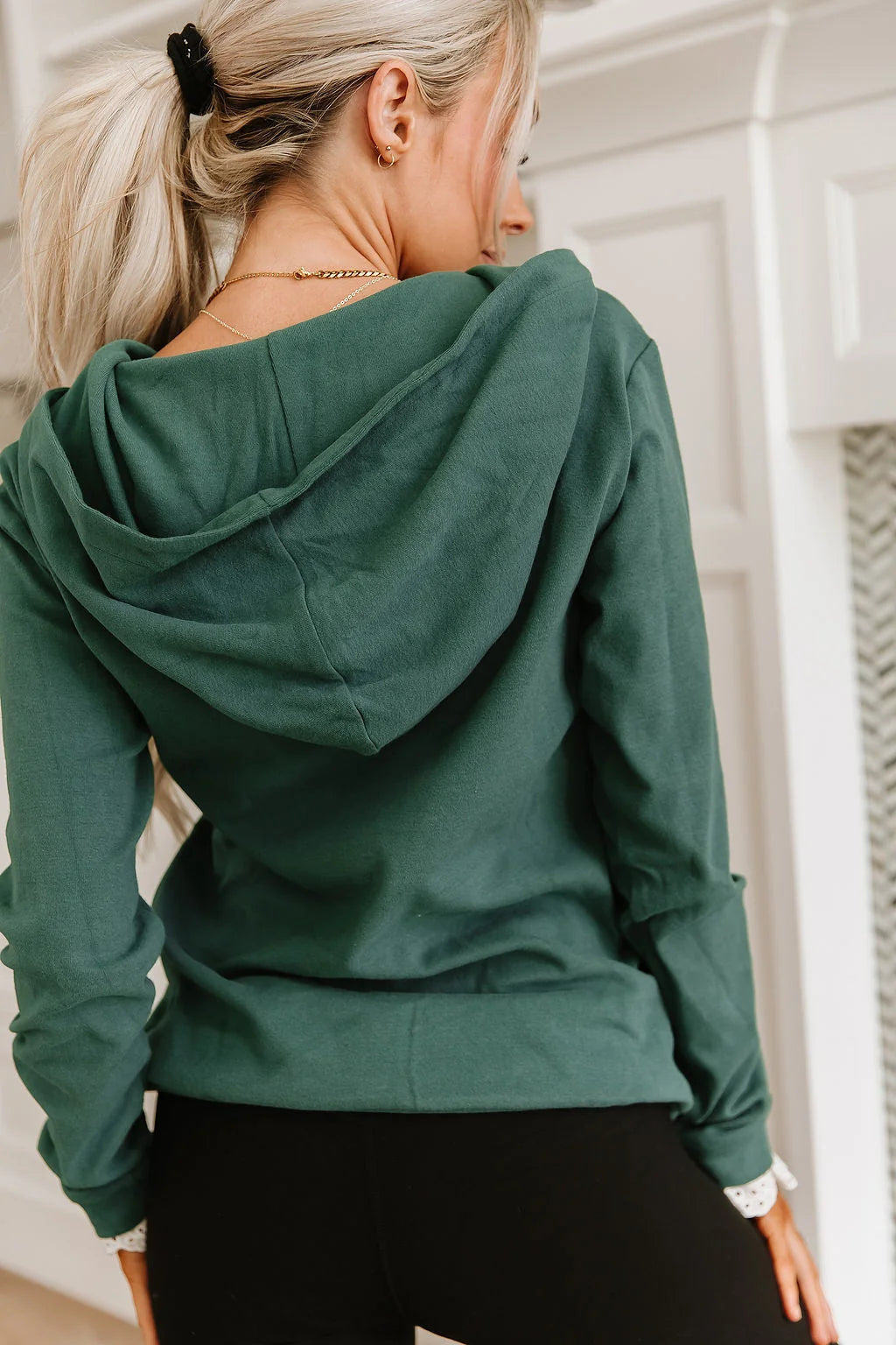 & Ave- Henley Hoody- Evergreen