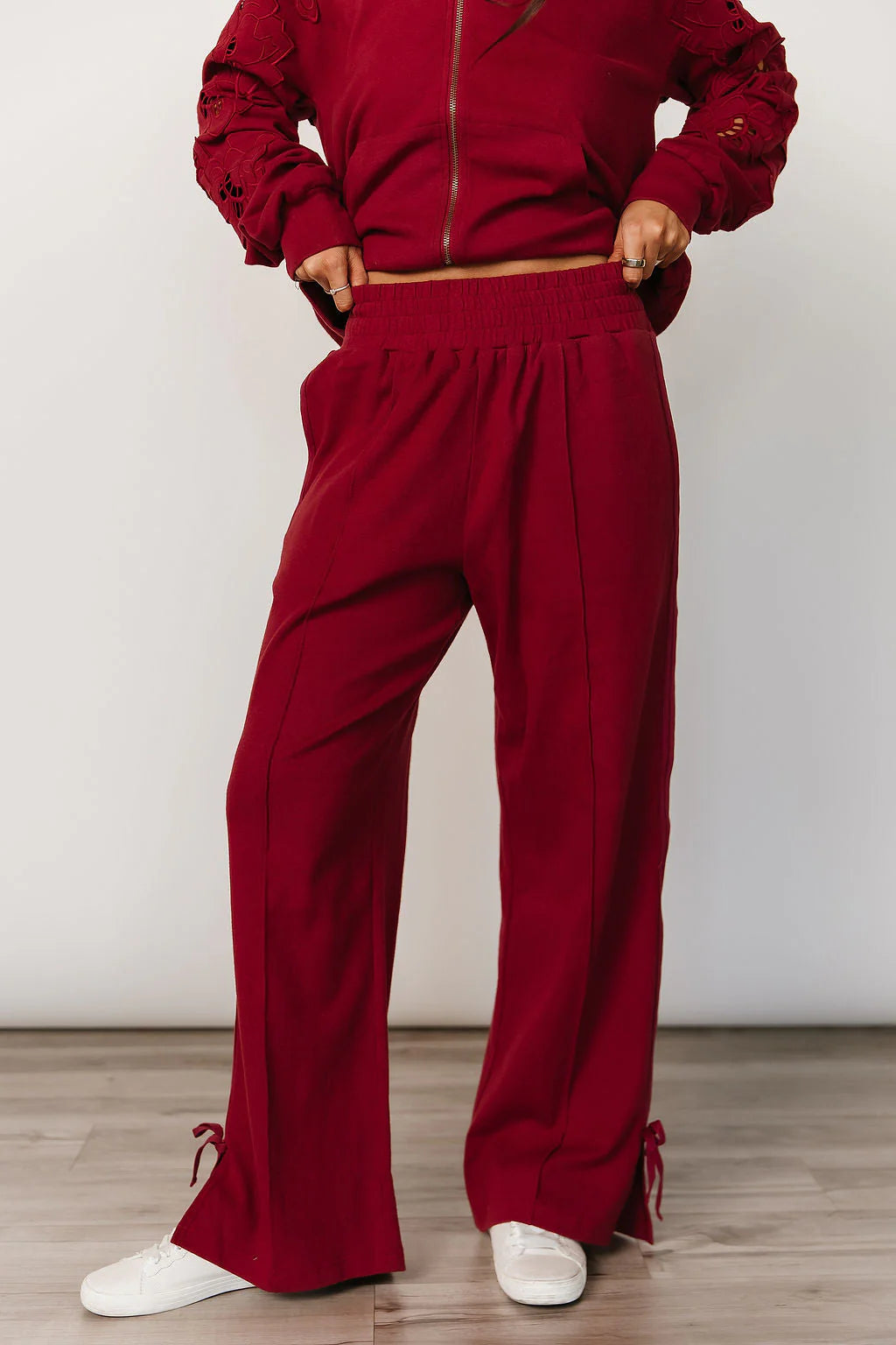 & Ave- Wide Leg Bow Comfs- Love Story- Crimson