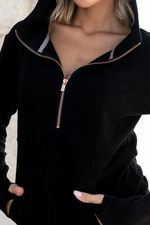& Ave- HalfZip Sweatshirt- Midnight Rose-XL left
