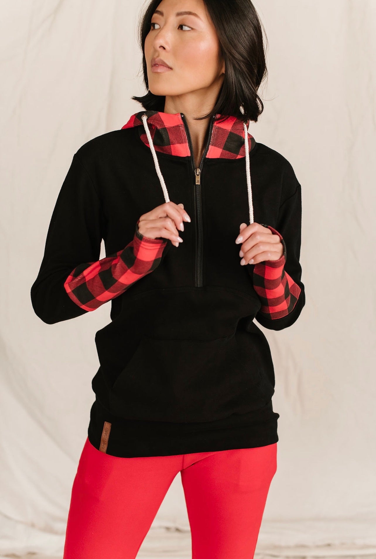 & Ave- HalfZip Sweatshirt- Checks Out Red
