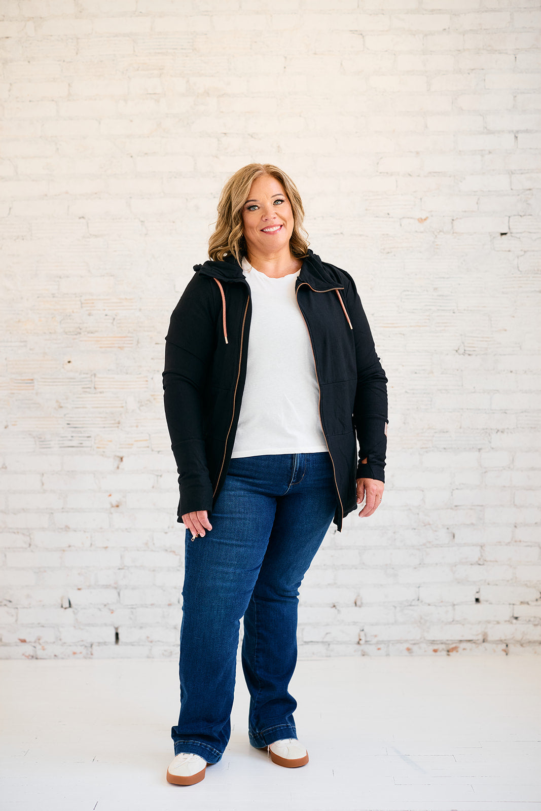 Pink Cement- Full Zip- Black with Rose Gold