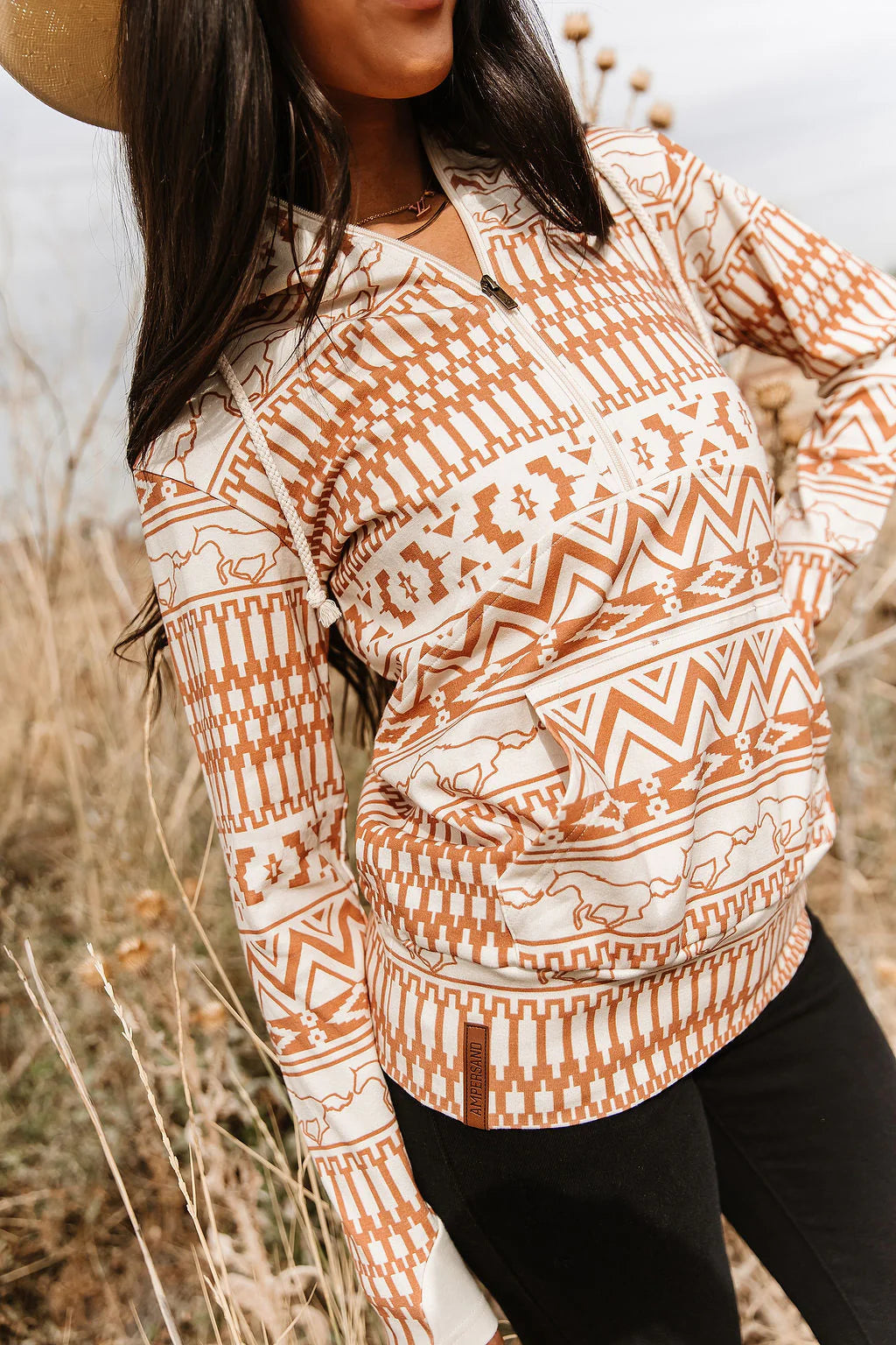 & Ave- HalfZip Sweatshirt- Bronco Babe