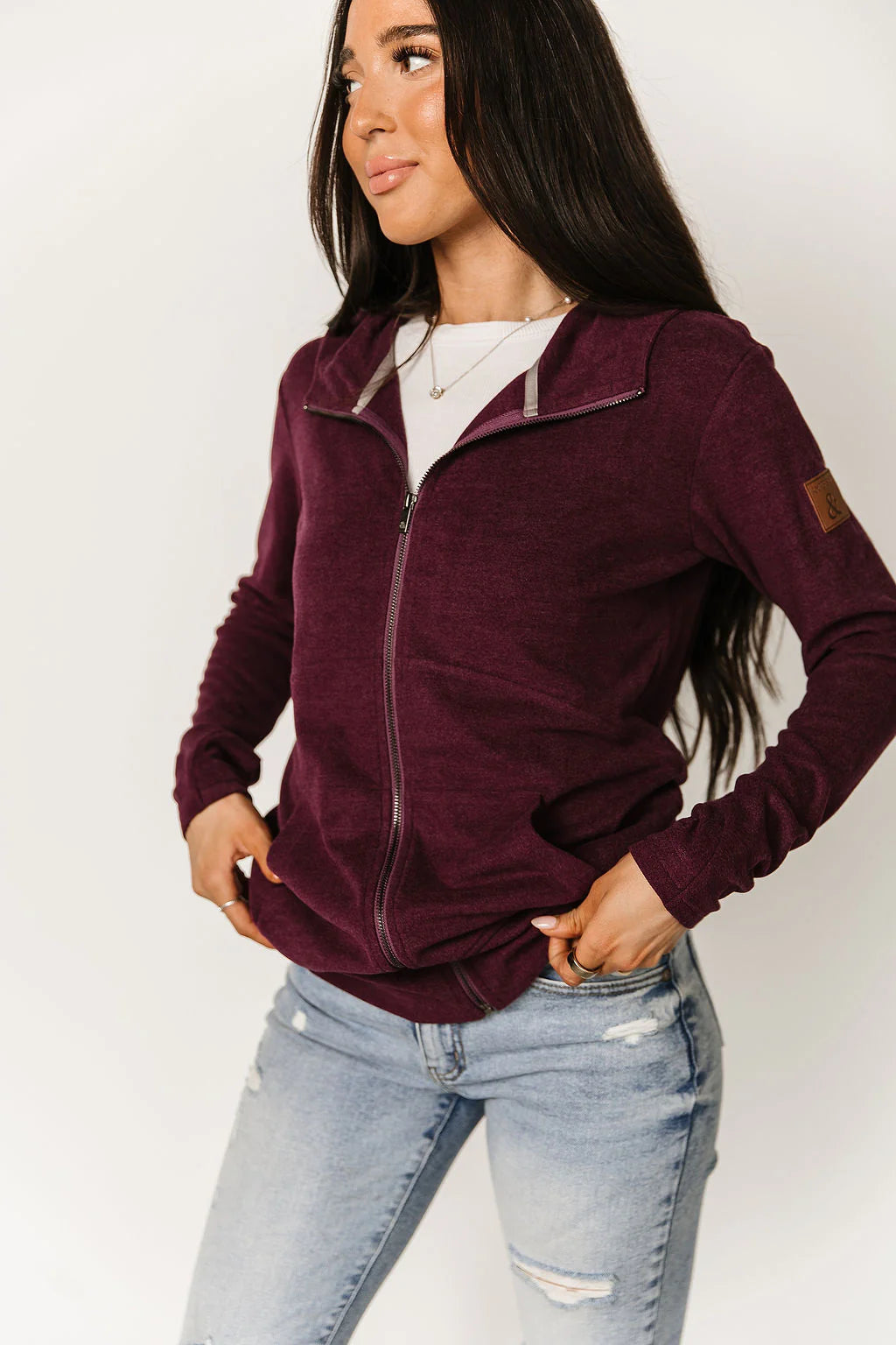 & Ave- FullZip Sweatshirt- Performance Fleece- Velvet Plum
