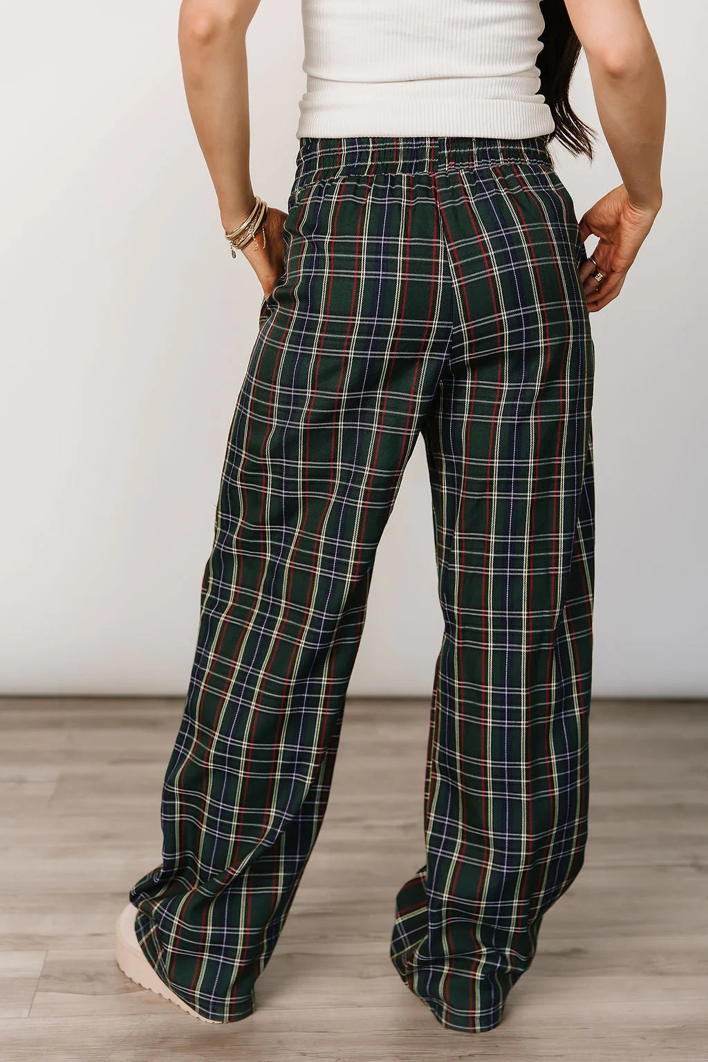 & Ave- Everywhere Pant- Green Plaid