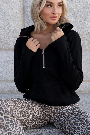 & Ave- HalfZip Sweatshirt- Midnight Rose-XL left