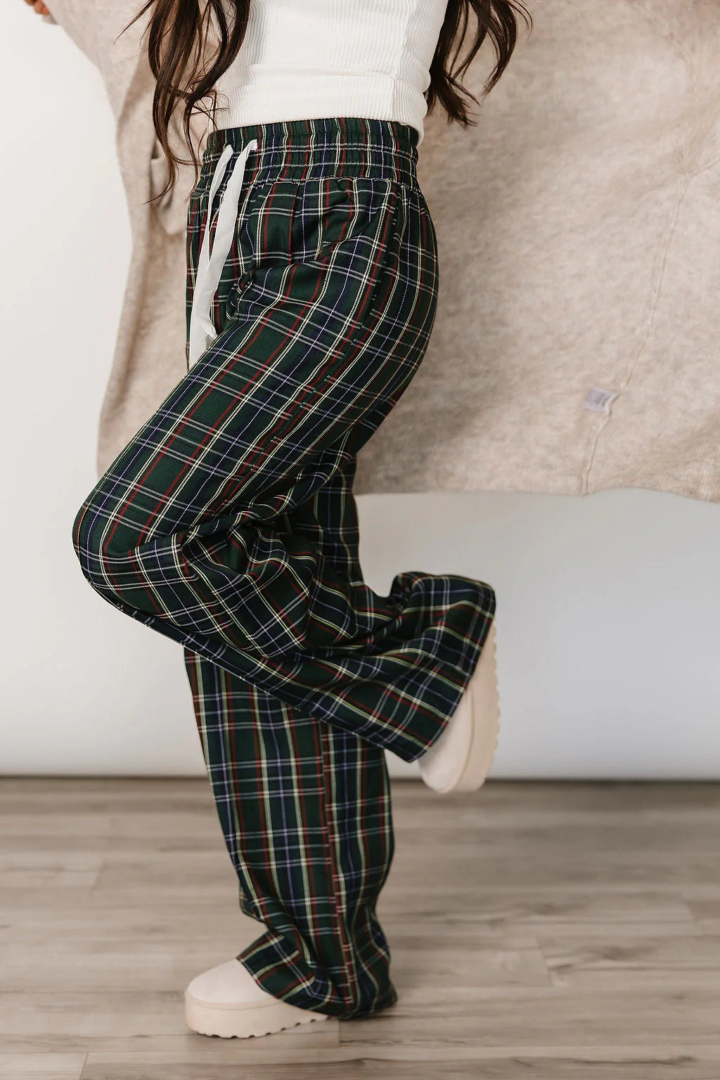 & Ave- Everywhere Pant- Green Plaid