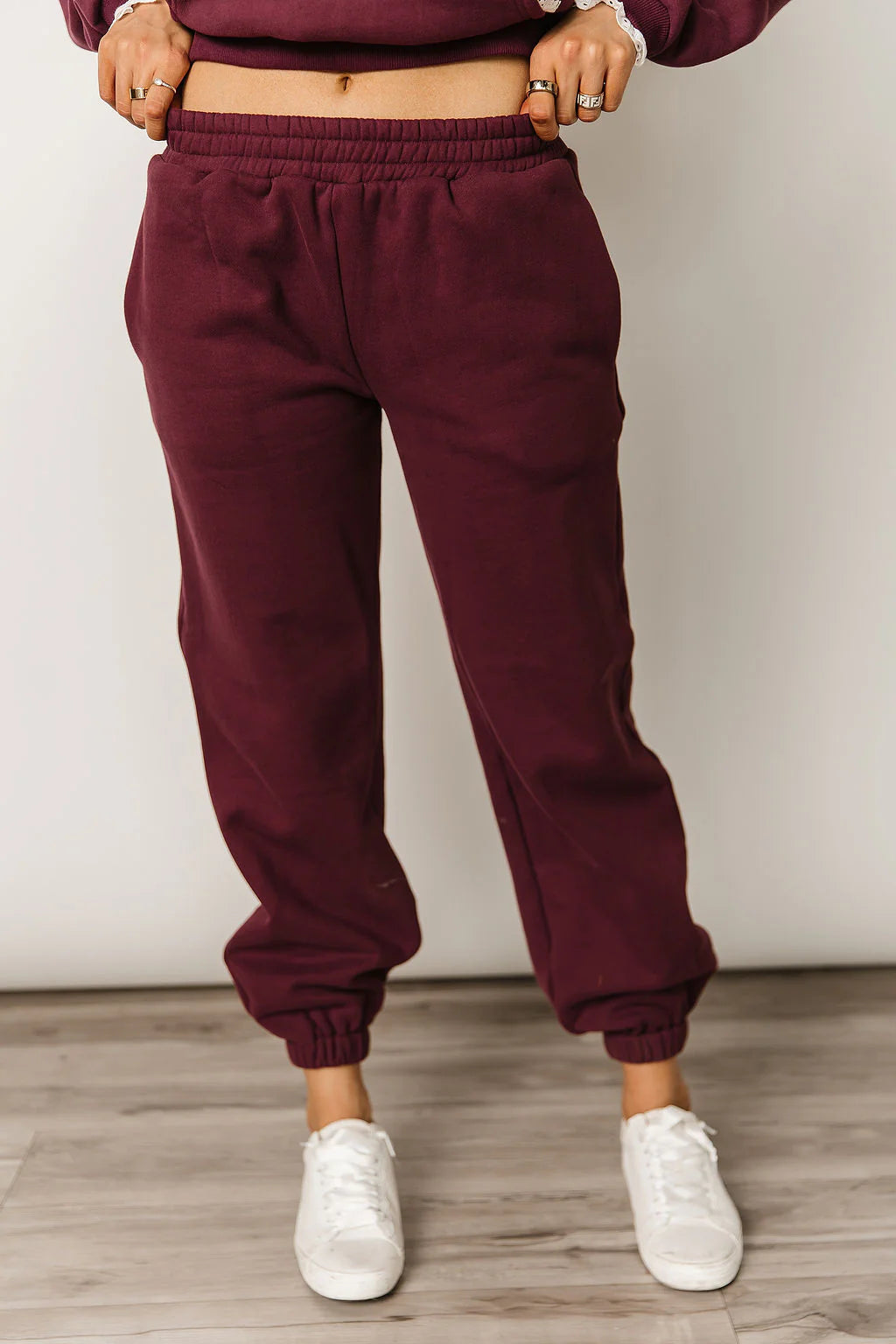 & Ave- Comfort Zone Joggers- Maroon Lace