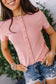 & Ave- Button Front Lulu Tee- Pink Lemonade