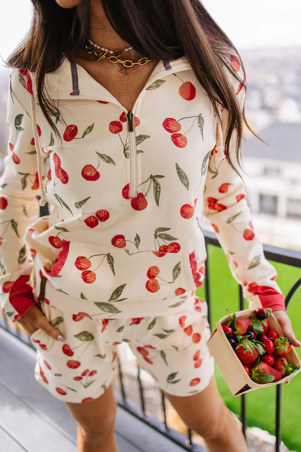 & Ave- HalfZip Sweatshirt- Cherry On Top