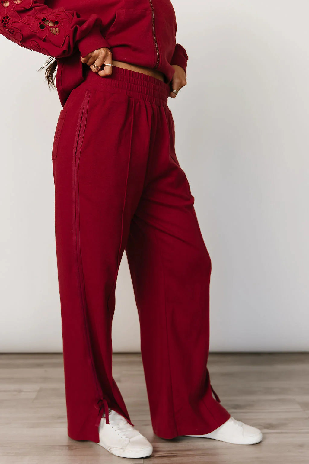 & Ave- Wide Leg Bow Comfs- Love Story- Crimson