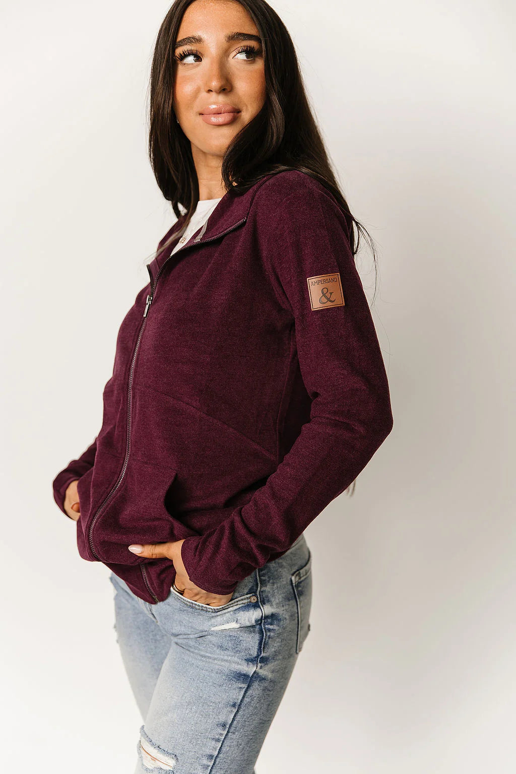 & Ave- FullZip Sweatshirt- Performance Fleece- Velvet Plum