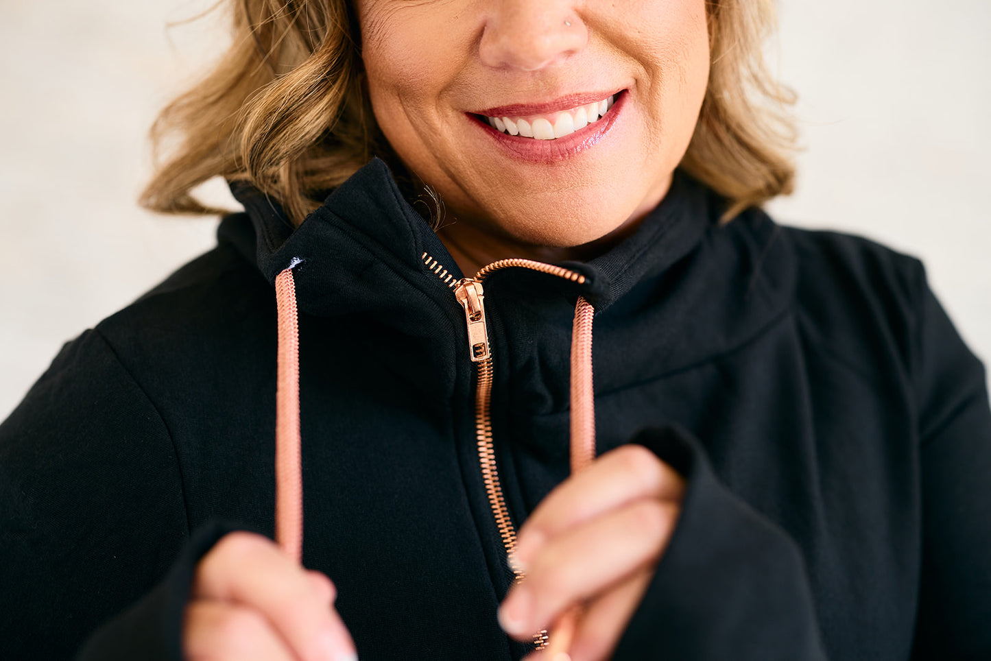 Pink Cement- Full Zip- Black with Rose Gold