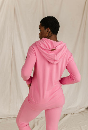 & Ave- FullZip Sweatshirt- Tulip Pink Performance Fleece