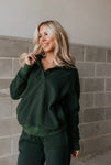 & Ave- Never Better Button Top- Forest Green