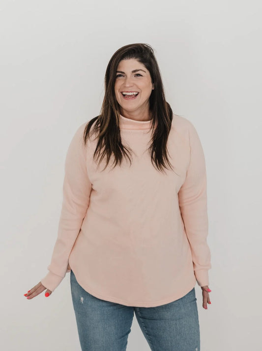 Blondie Apparel- Classic Dusk Sweater- Peach-S left-FINAL SALE
