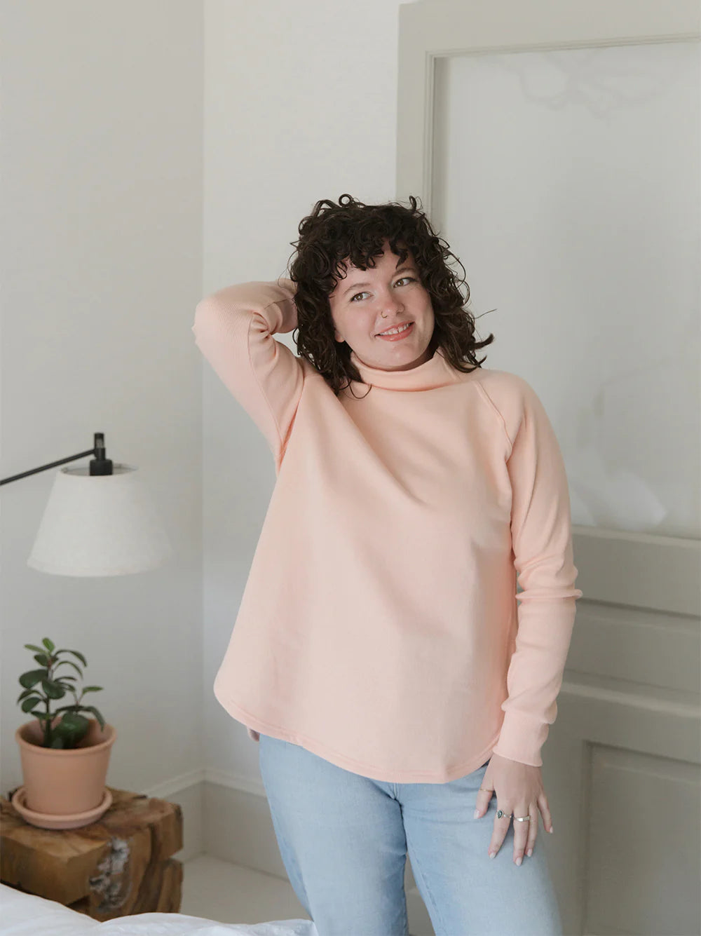 Blondie Apparel- Classic Dusk Sweater- Peach-S left-FINAL SALE