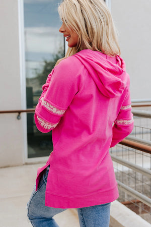 & Ave- Side Slit Sweatshirt- Made For You- Fushia