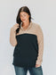 Blondie Apparel- Classic Mountain Sweater- Stucco & Navy-S & L left